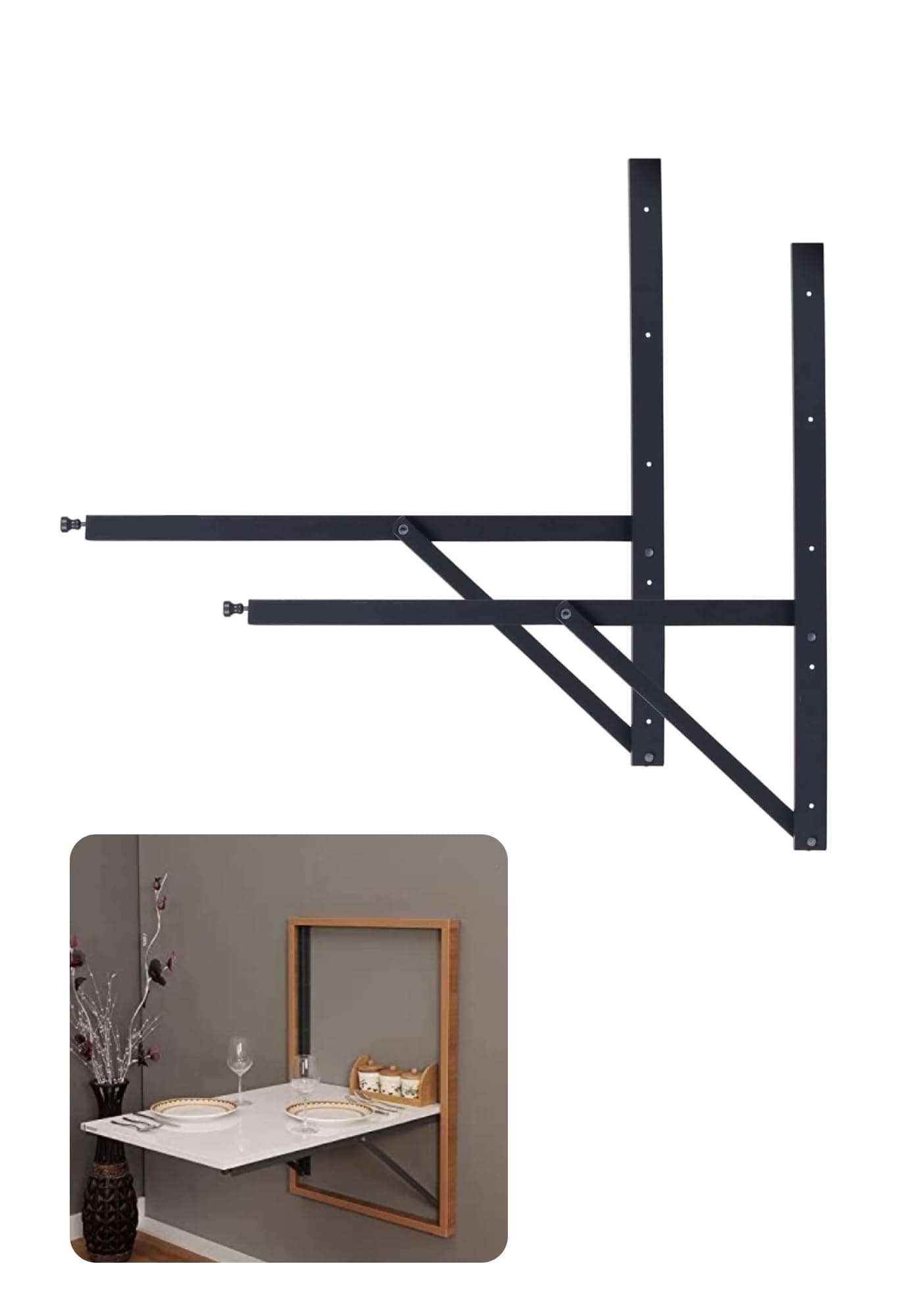 Lampoc Heavy Duty Wall Mountable Folding Dining Table Brackets with Collapsible Hinges and Shelf for The Perfect Solution for Study Desks, Office Tables, Home Computer Tables (Only Brackets ) (3ft)