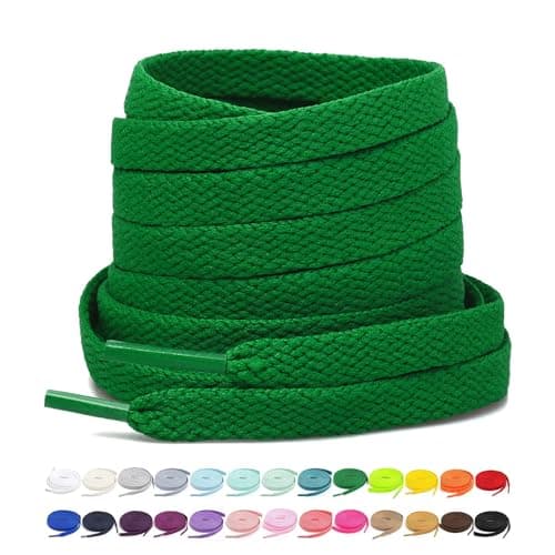 Stepace [2 Pairs Flat Shoe Laces for Sneakers 5/16" Width 30"-72" Length 26 Color Shoelaces Green 54"(137 cm)