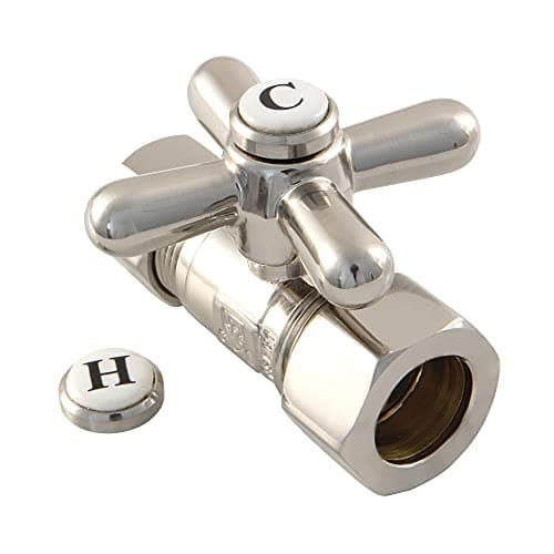 Kingston Brass CC44458X 58 OD Comp X 12 OD Comp Straight ShutOff Valve Brushed Nickel