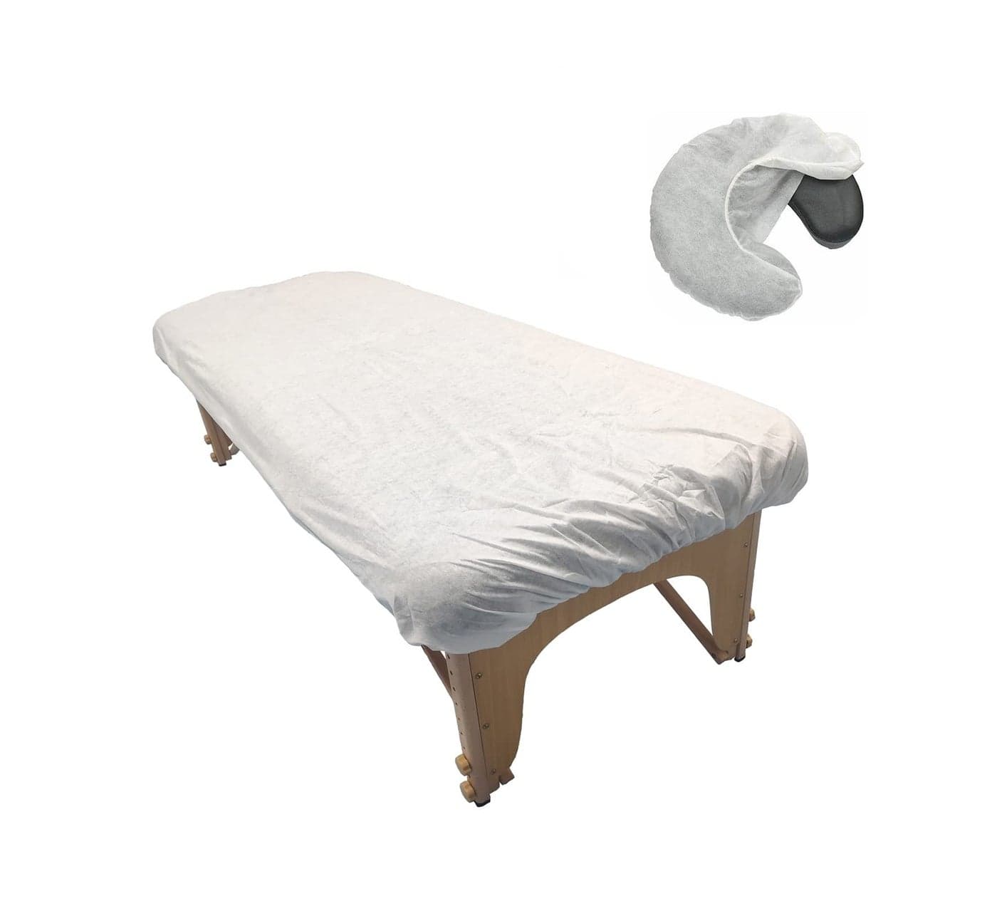 FancyStyle Pack of 24 Disposable Fitted Massage Table Sheets and Fitted Headrest Covers White