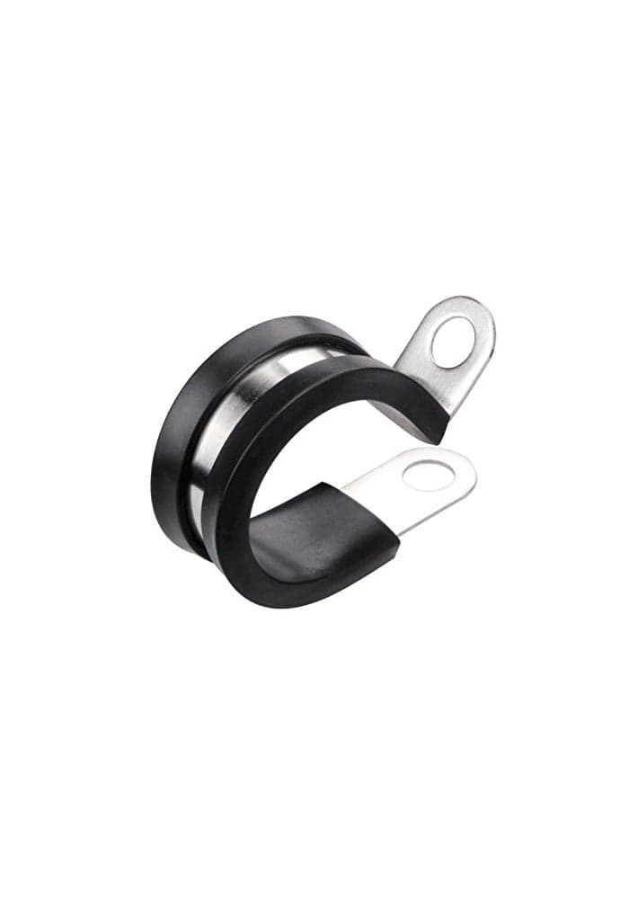 LOKMAN 20 Pack 58 Inch Stainless Steel Cable Clamp Rubber Cushioned Insulated ClampConduit Wire Holder Strap Clips for Tube Pipe or Wire Cord Installation