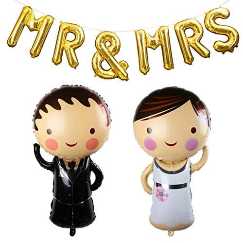 Party Propz MR & MRS Decoration - 3 Pcs Just Married Decorations | Mr and Mrs Balloons | Foil Balloons for Decorations | Anniversary Decoration Items | Multicolour (Foil)