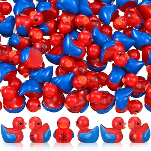 RoundFunny 60 Pcs Mini Resin Spiderweb Ducks Tiny Duck Miniature with Spiderweb Small Resin Animals Figures Landscape Decor for Home Office Car Decor Festive Gift