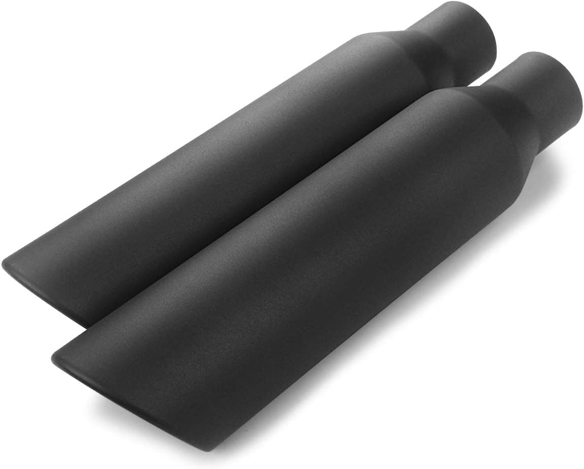 A-KARCK 2PCS Exhaust Tip 2.5" Inlet to 4" Outlet, Black Coated Stainless Steel, 17" Long