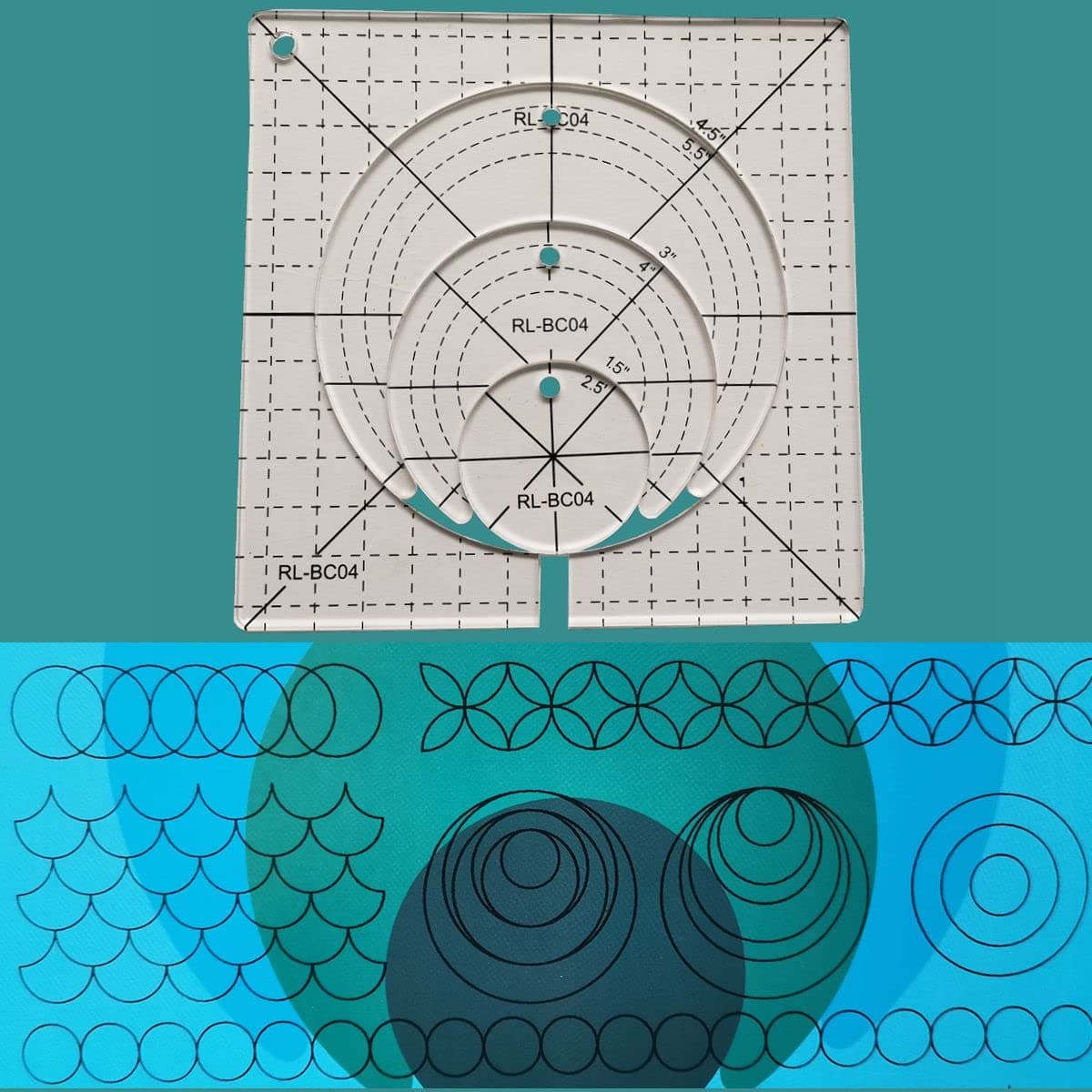 HONEYSEW Boomerang Circles Quilting Templates Ruler
