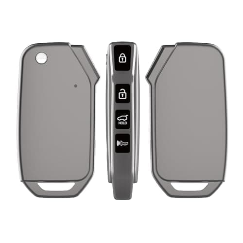 Keyzone TPU Key Cover Compatible for Kia Carens Clavis, Seltos, Sonet, Carens 2023 Onwards Models 3 Button Flip Key (Gunmetal)