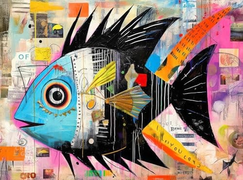 Cross Glory Angelfish Abstract 1000 Piece Jigsaw Puzzle for Adults Vibrant Artistic Marine Design Unique Gift Challenging Brain Teaser