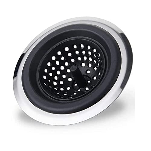 Trifecta Kitchen Sink Strainer Food Catcher 1 PCs 4.5 inch Diameter, Flexible Silicone Kitchen Sink Drainers Traps Food Debris and Prevents Clogs, for Most Kitchen Sink Drains (Black - 1)