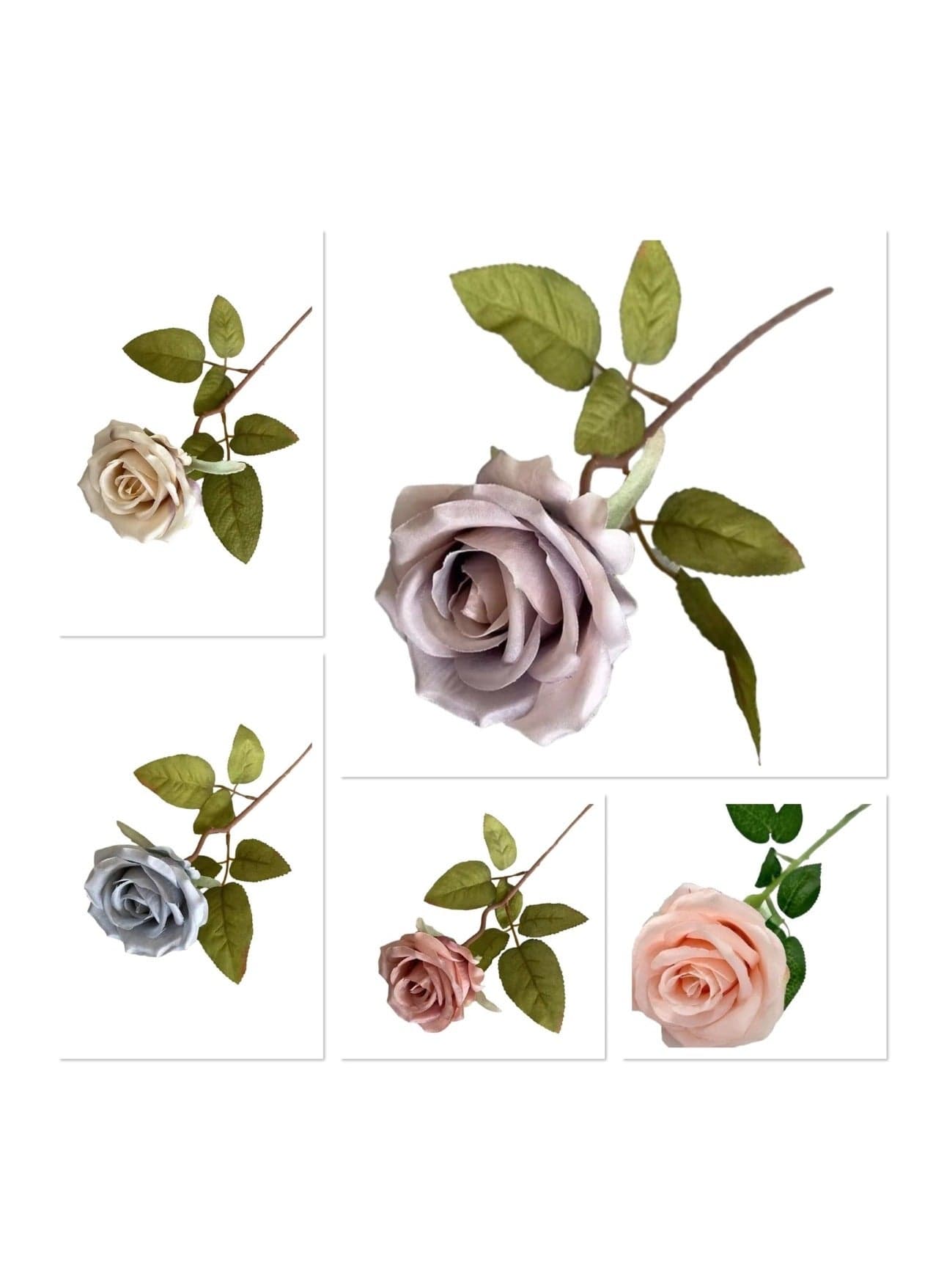 Pack Of 5 Spun Silk Cloth Blossoms into Artificial Roses Assorted