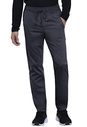 Cherokee Joggers for Men Modern Fit Scrub Pant with Drawstring Waistband, 5 Pockets, Soft 2-Way Stretch Fabric - WW012, XL, Pewter