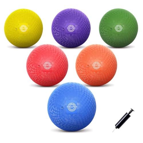 BallFUN Dodgeballs Playground Balls 5 Dodge Ball Set for Kids Adults Bouncing Kickballs Handball for Outdoor Indoor Games Includes Pump Mesh Storage Bag 56 Pack