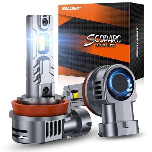 SEALIGHT H9/H11/H16 Lights 50000LM Extra Wide View, 6500K Cooling Fan 1:1 Stock Bulbs Size H11 LED Fog Bulbs For ATV, Plug-N-Play, 2 Pack
