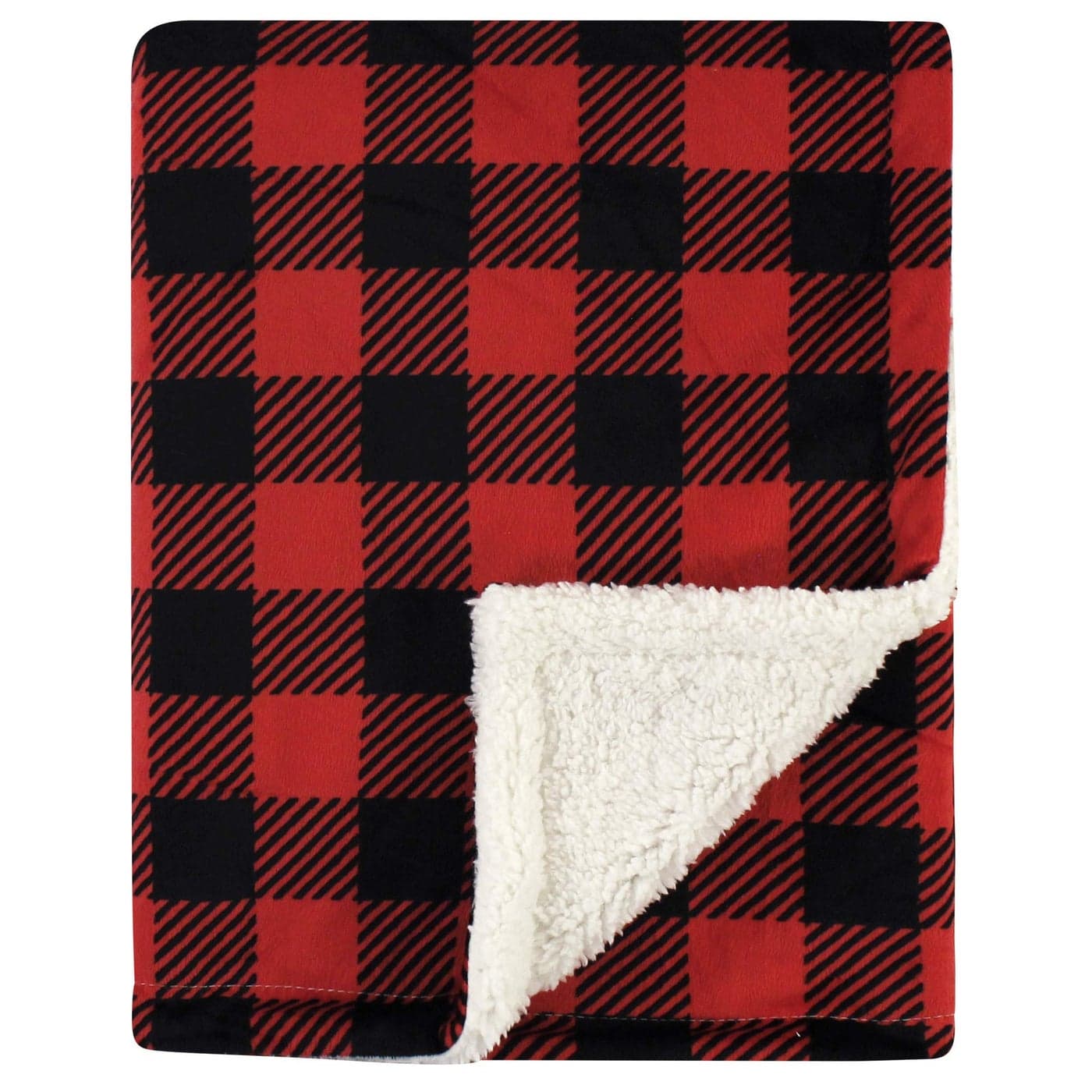 Hudson Baby Unisex Baby Plush Mink and Sherpa Blanket Buffalo Plaid One Size