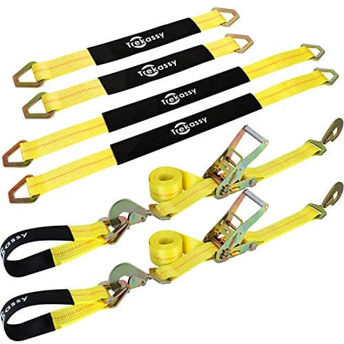 Trekassy Car Tie Down Straps for Trailers 2 Inch x 96 Inch Heavy Duty Car Hauler Ratchet Straps 4 Pack Axle Straps 10000lbs Break Strength