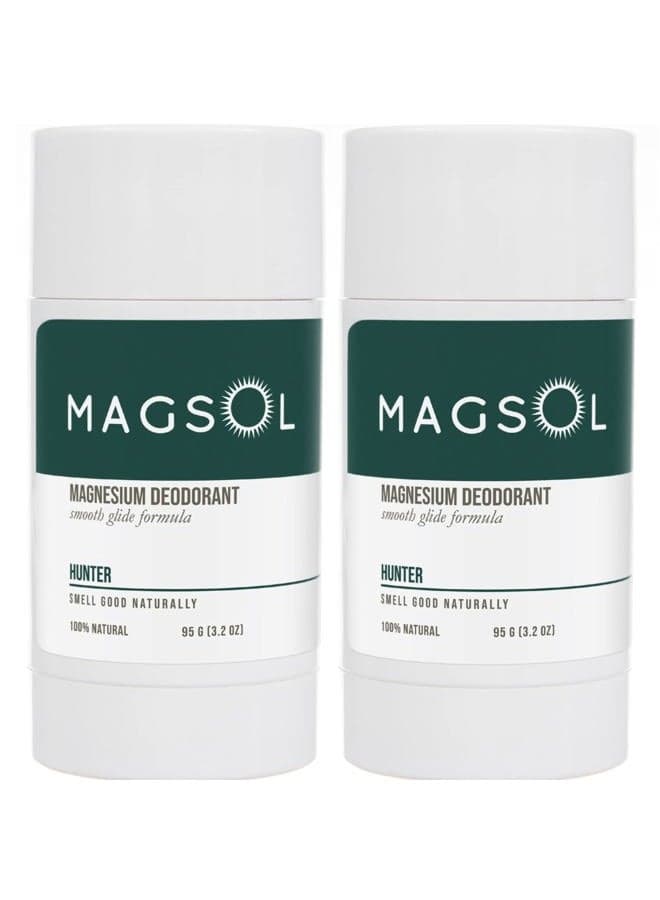 Natural Deodorant for Men - Aluminum Free, Baking Soda Free, 4 Total Ingredients, 2 Pack (Hunter)