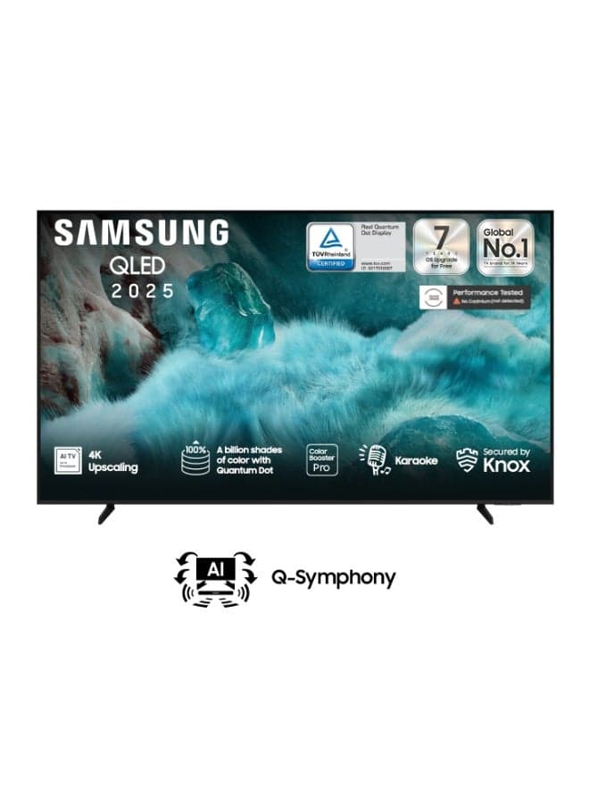 55-Inch QLED 4K TV, 4K Upscaling, Secured By Knox, Free Contents By Samsung TV Plus, Operating System Tizen, 50Hz, Model Year 2025 - QA55Q7FAAUXSA Black