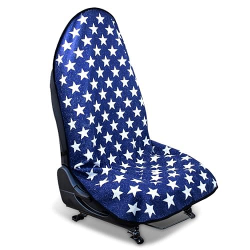 DECKALY Waterproof Sweating Car Seat Cover for Post Gym Workout Running Swimming Beach and Hiking Universal Fit NonSlip Bucket Seat Protector for Cars SUV Trucks Machine Washable Star
