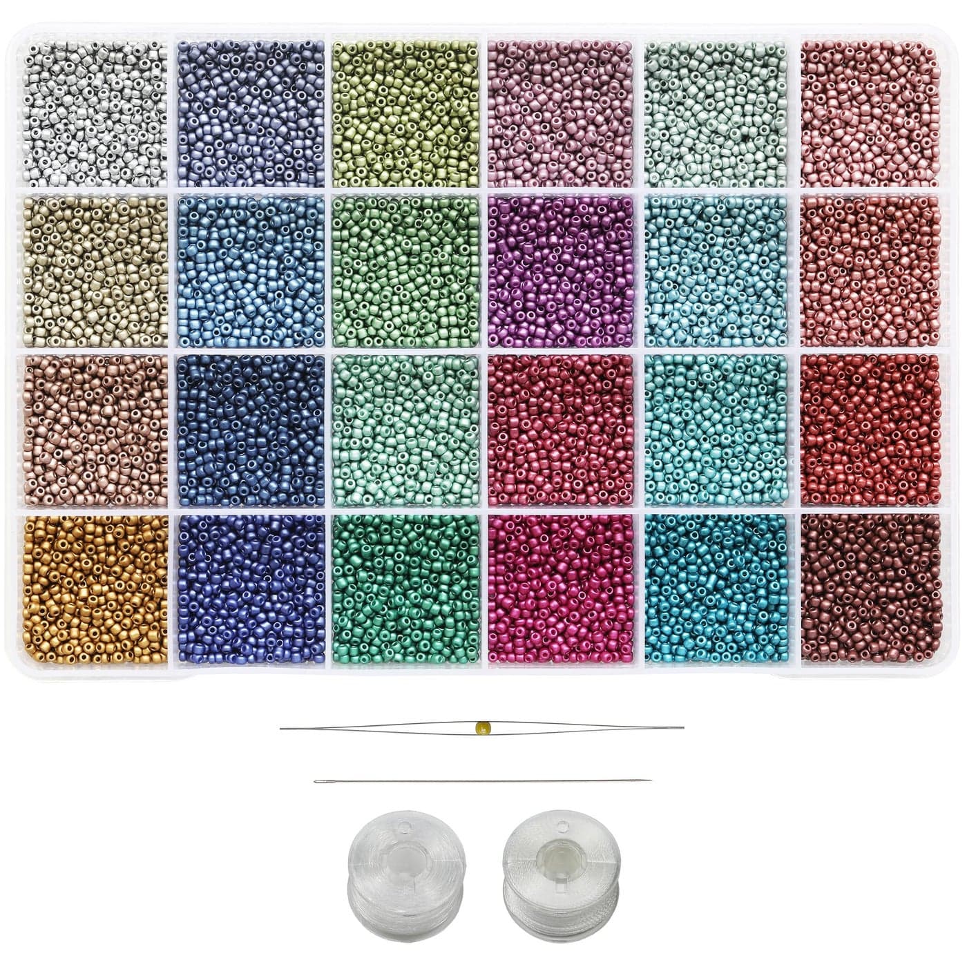 BalaFillic Size 110 Seed Beads 24 Colors Total 14400 pcs in Box Small Craft Seed Beads for Making Jewelry Bracelets and Earrings 600pcsColor24 Colors