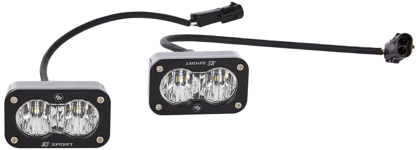 Baja Designs S2 Sport Black LED Light Pod Pair - 2PCS LED with Wiring Harness (Wide Cornering; Clear)