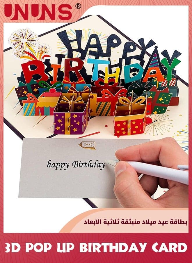 Happy Birthday Cards,3D Pop Up Birthday Card,Popup Birthday Greeting Cards With Blank Note And Envelope For Kids Women Mom Dad Wife Husband Businesses,Paper Carving Universal Birthday Card