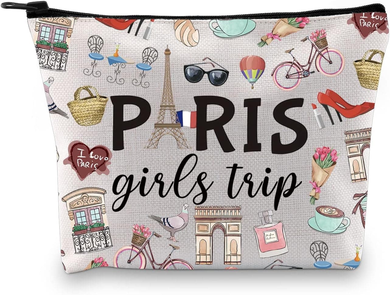 Paris Weekend Gift Bag - Vacation Theme Travel Bag with Paris Skyline Design - Perfect for Girls' Trip to France