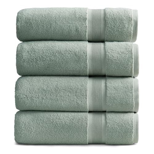Springtree Home Luxury Bamboo Rayon Bath Towel Set of 4 | 35% Bamboo Rayon - 65% Cotton | Absorbent Quick-Dry Towels for Bathroom | Oeko-TEX Standard 100 Cotton | Eucalyptus