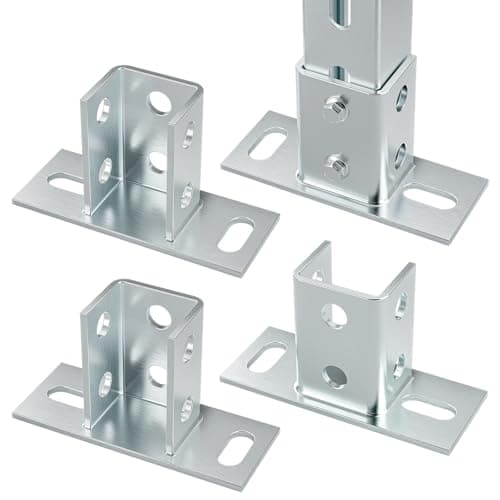 4 Pack U Post Base for 1-5/8" Single Strut Channel, U Floor Ground Mount