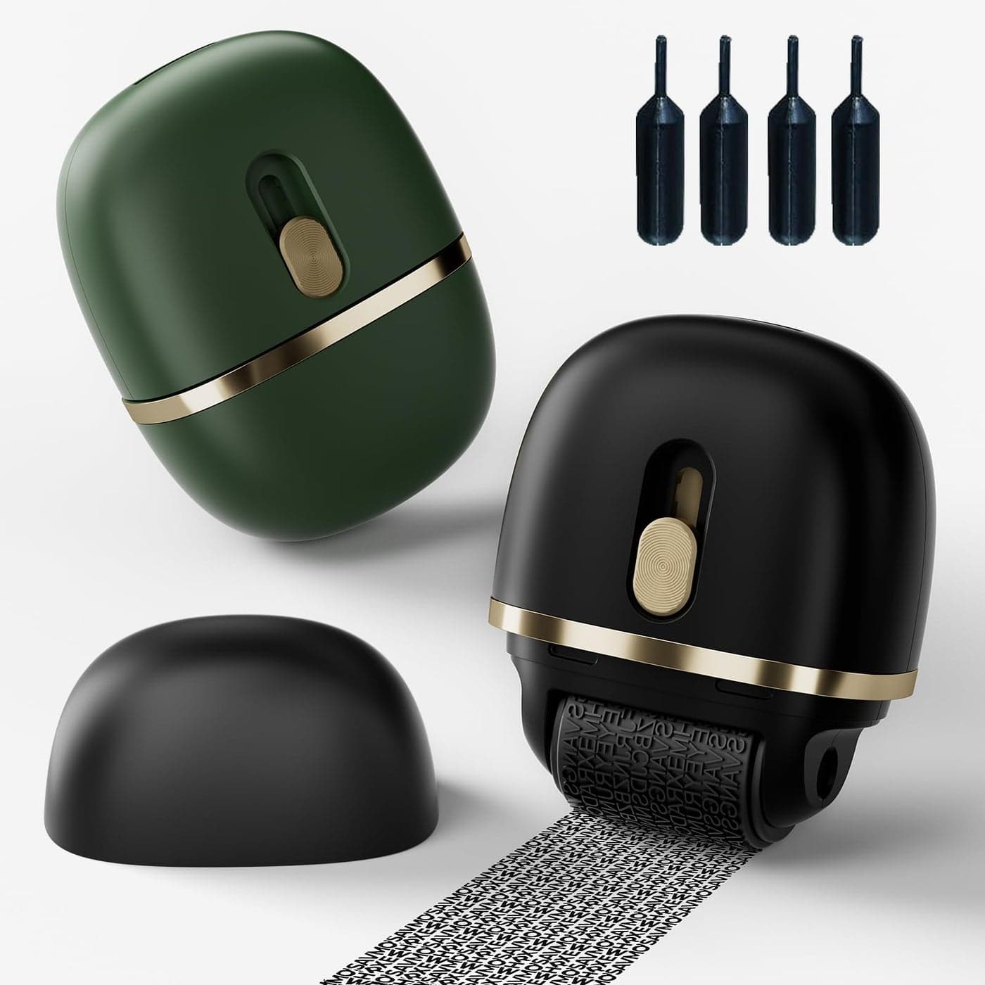 Lomil Identity Theft Protection Roller Stamps 2 Pack Confidential Roller Stamp with 4 Refills Wide Address Blocker Stamp for ID Blockout Privacy SecurityBlackGreen