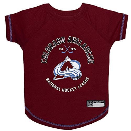 NHL Colorado Avalanche Tee Shirt for Dogs & Cats, Large. - Are You A Hockey Fan? Let Your Pet Be An NHL Fan Too!