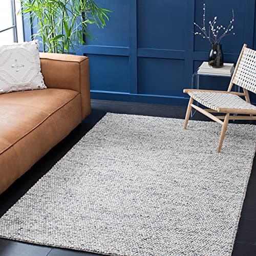 SAFAVIEH Natura Collection Area Rug 5 x 8 Light Grey Ivory Handmade Farmhouse Wool Ideal for High Traffic Areas in Living Room Bedroom NAT620G