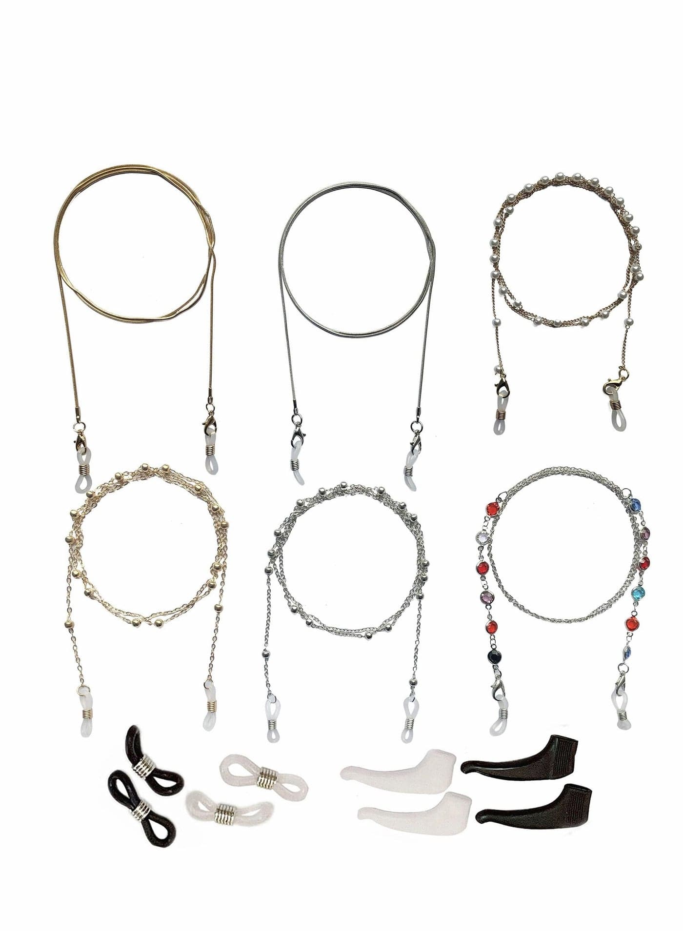 Glasses Frame Chain Lanyard, Mask Holder Lanyard Beaded Fashion Sunglasses Strap Anti-Lost for Ladies Girls 6 Pack