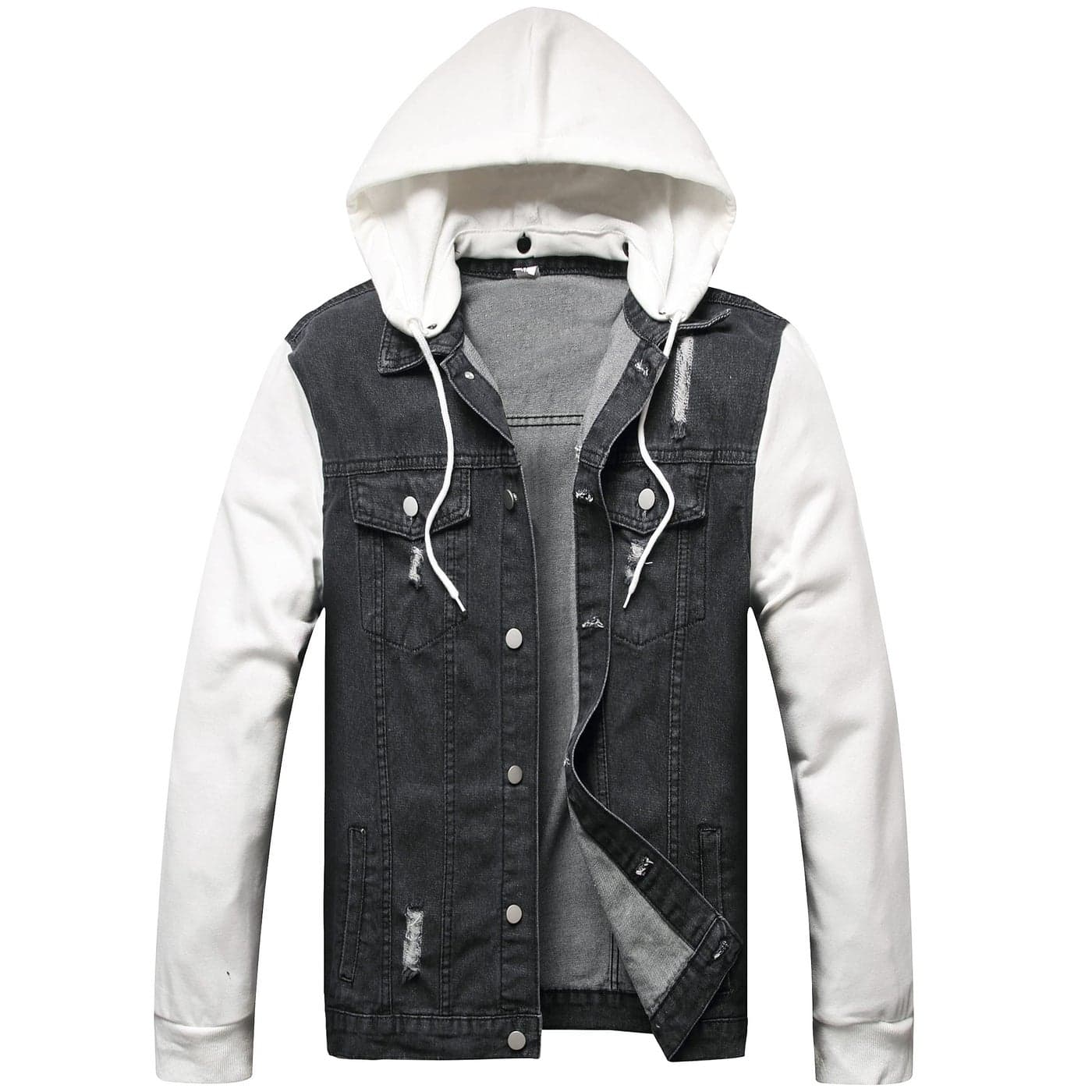 LZLER Hoodie Jean Jacket for Men Casual Slim Fit Mens Denim Jacket with Hood7710BlackS