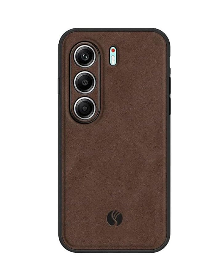 Case Compatible with Tecno Camon 40 Pro 5G, Matte Plain Leather Case Built-in Magnet Plate Fits Car Mount Holder, Soft TPU Edge Shockproof Protective Back Cover