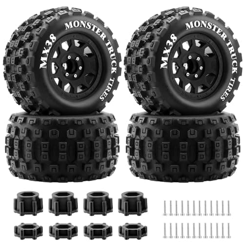 GLOBACT MX38 Tires FR 38in MT Tires 17mm Hex RC Tires for ARRMA KRATON Notorious Outcast 6S EREVO Summit TEKNO MT410 17 18 110 RC Truck Car 4PCS Black