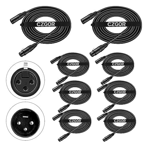 DMX Cable 10 ft, 8 Pack Flexible 3 Pin DMX Cable Pack XLR Male to Female Lighting Wire Cable for Stage Signal Connection