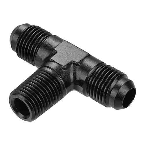 EVIL ENERGY 6AN Tee Male Flare to 14 NPT on Side Branch T Fitting Adapter Aluminum Black