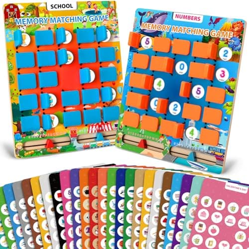 2 Pack Matching Memory Game for Kids Age 3 4 5 6 7 8 Years Old Travel Toy for Toddlers Boys Girls Road Trip Travel Essentials for Kids AirplaneCarCamping Activity Ideal Christmas Birthday Gifts
