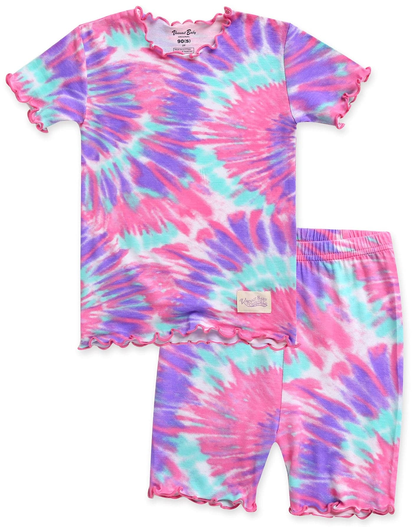 VAENAIT BABY Infant Toddler Girls Boys Pajamas Sleepwear Summer Short Pjs 2pcs Set Shirring Painting Purplepink M