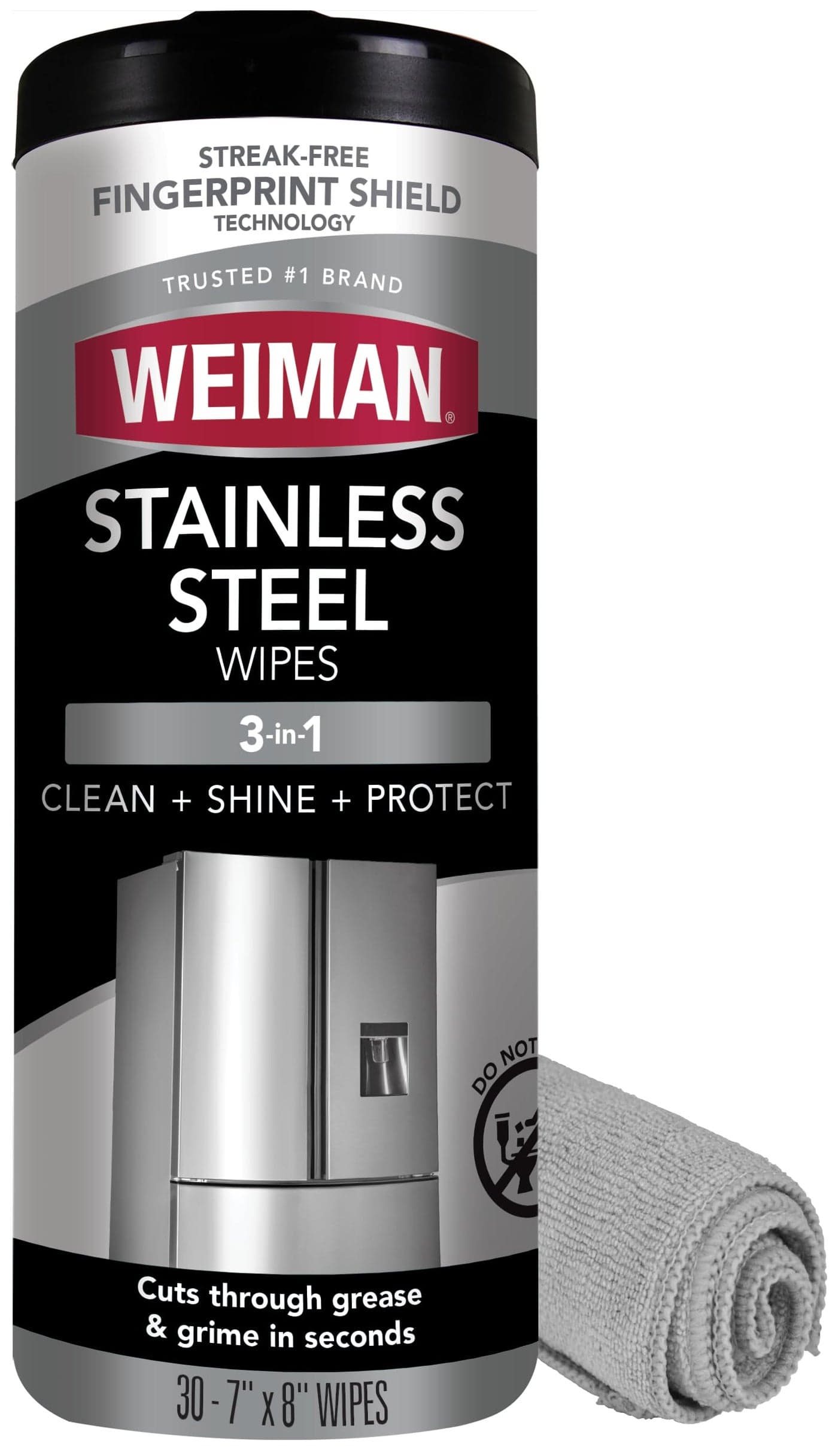 Weiman Stainless Steel Wipes Large Microfiber Cloth Removes Fingerprints Residue Water Marks and Grease from Appliances Works Great on Refrigerators Dishwashers Ovens Grills Packaging May Vary