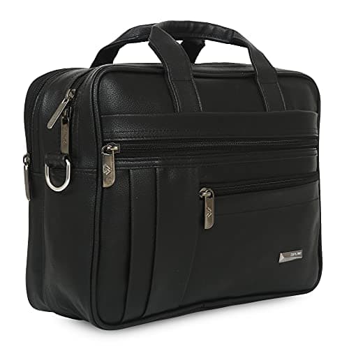 Zipline Laptop bags for men office use | Faux Leather SMALL laptop bag for Man - Fits 13 inch Laptop/Macbook/Macbook Pro/Tablet Messenger Bags For Mens (1-Black Bag)