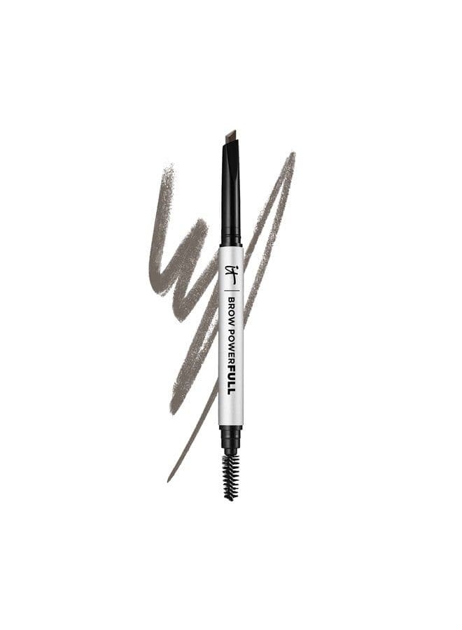 Brow PowerFULL, Universal Taupe - Universal Eyebrow Pencil with Triangular Tip - Delivers Bold Volume & Shaping - Budge-Proof Formula - Built-In Spoolie - 0.012 oz