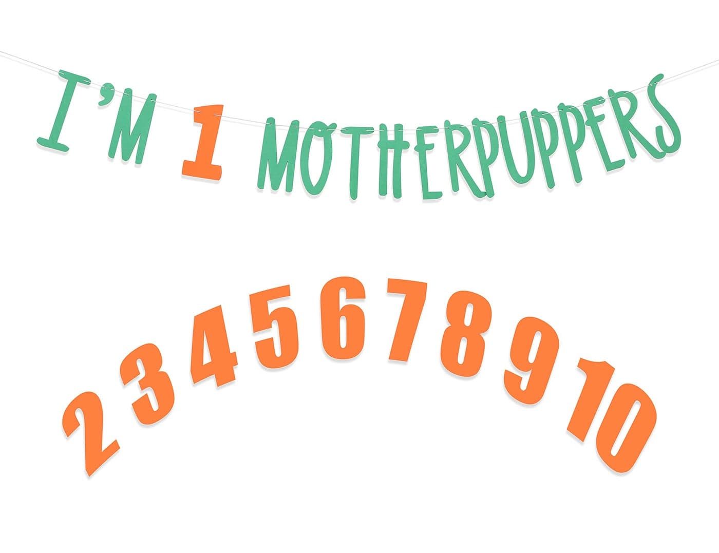 Festiko® Its My Birthday Mother Puppers Banner - Dog Birthday Commemorative Party Decorations,Dog Birthday Photo props,Happy Birthday Dog Décor,Free Combination of 0-9 Numbers,Lets Pawty (Green orange