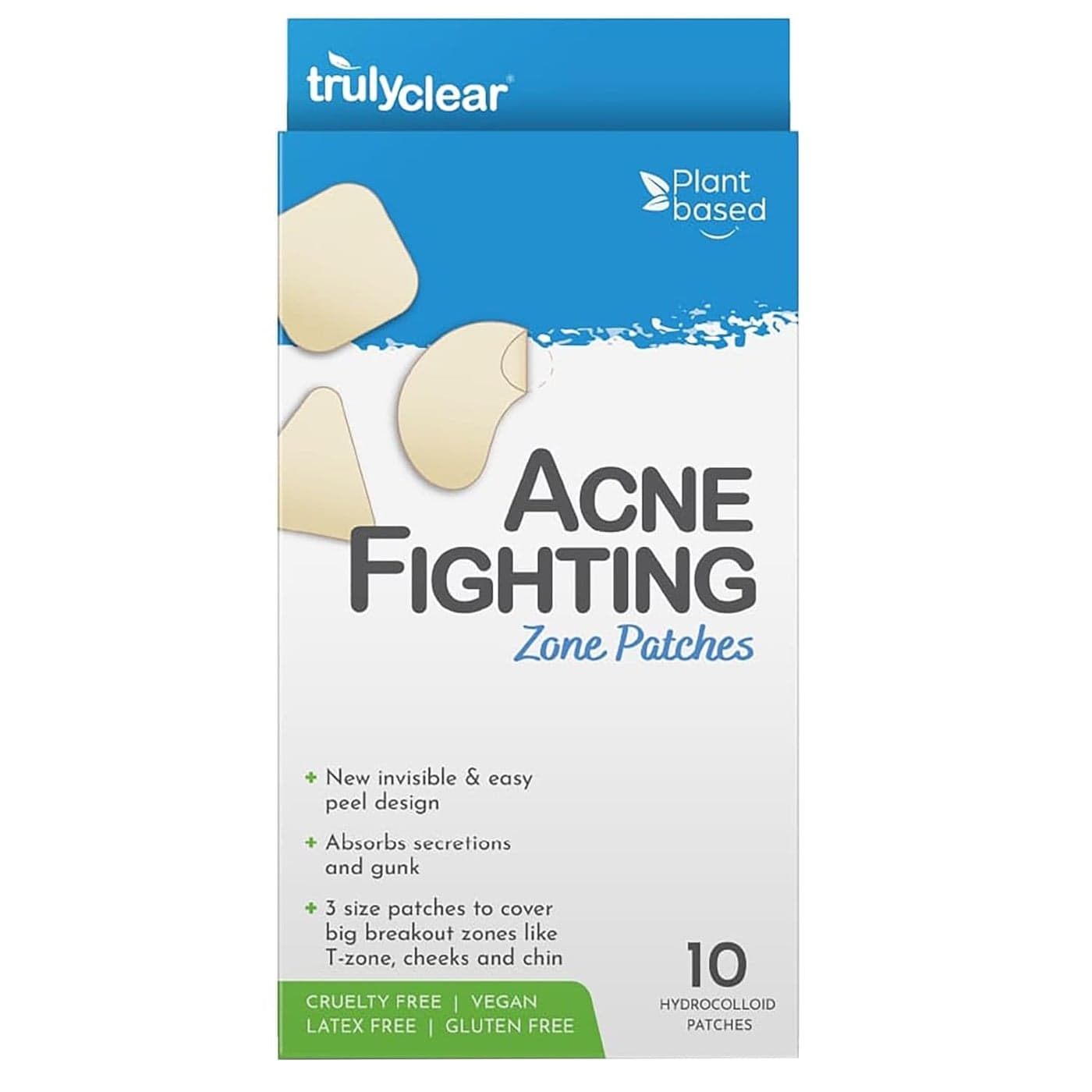 Large Acne Pimple Patches for Face Body 10 Count Hydrocolloid Blemish Zit Patches for Face Body PlantBased CrueltyFree Acne Zone Solution Overnight Results