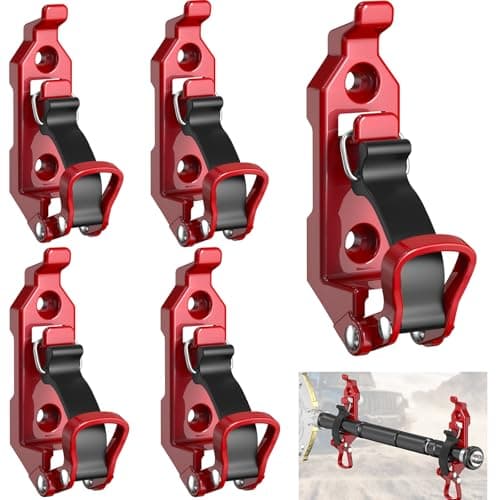 Youlvy Shovel Mount for Roof Rack / Truck Bed, Truck Jeep Offroad Axe Roof Rack Shovel Mount, Shovel Holder for Truck & Quick Fist Clamps Fit 0.67" to 1.57" D Tools 4P Red