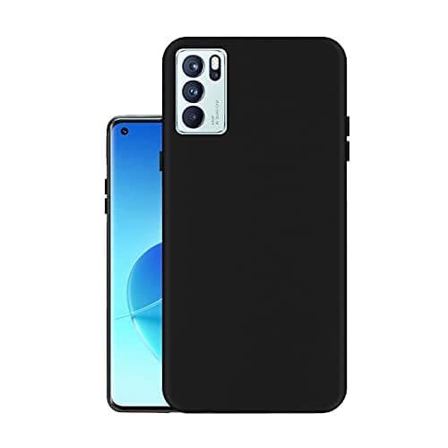 HELLO ZONE Exclusive Matte Finish Soft Back Case Cover for Oppo Reno 6 Pro 5G - Black