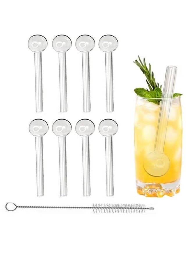 8 Pcs Shatter Resistant Straws and 1 Cleaning Brush Set - 4 Inch Short Reusable Drinking Straws with Cleaning Brush, Dishwasher Safe for Coffee, Smoothies & Juice