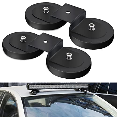 Nilight 2PCS Magnetic Base Light Bar Mounts, Universal Fit Strong Sucker Holder W/Rubber Boot for LED Pod Work Light Auxiliary Driving Lamp on Roof Hood of Off Road Truck SUV Jeep