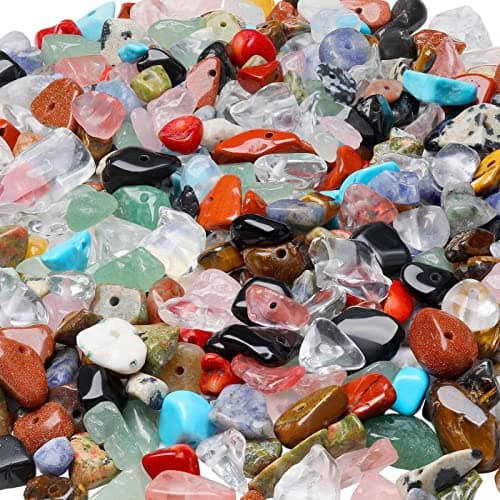 LAIDANLA Multicolor 400pcs Natural Chip Stone Beads 58mm Healing Crystal Irregular Gemstones Drilled DIY Loose Rocks Bead Crystal for Bracelet Earrings Necklace Jewelry Making Crafting
