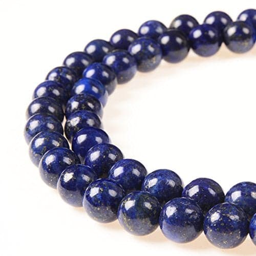 PLTbeads Gorgeous Natural Gemstone Loose Beads Smooth Round Approxi 15.5 inch DIY Bracelet Necklace for Jewelry Making (8mm, Lapis Lazuli)