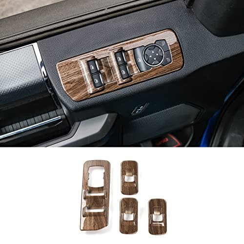 Voodonala Wood Grain Window Lift Panel Switch Covers Trim for 2015-2020 Ford F150 Accessories